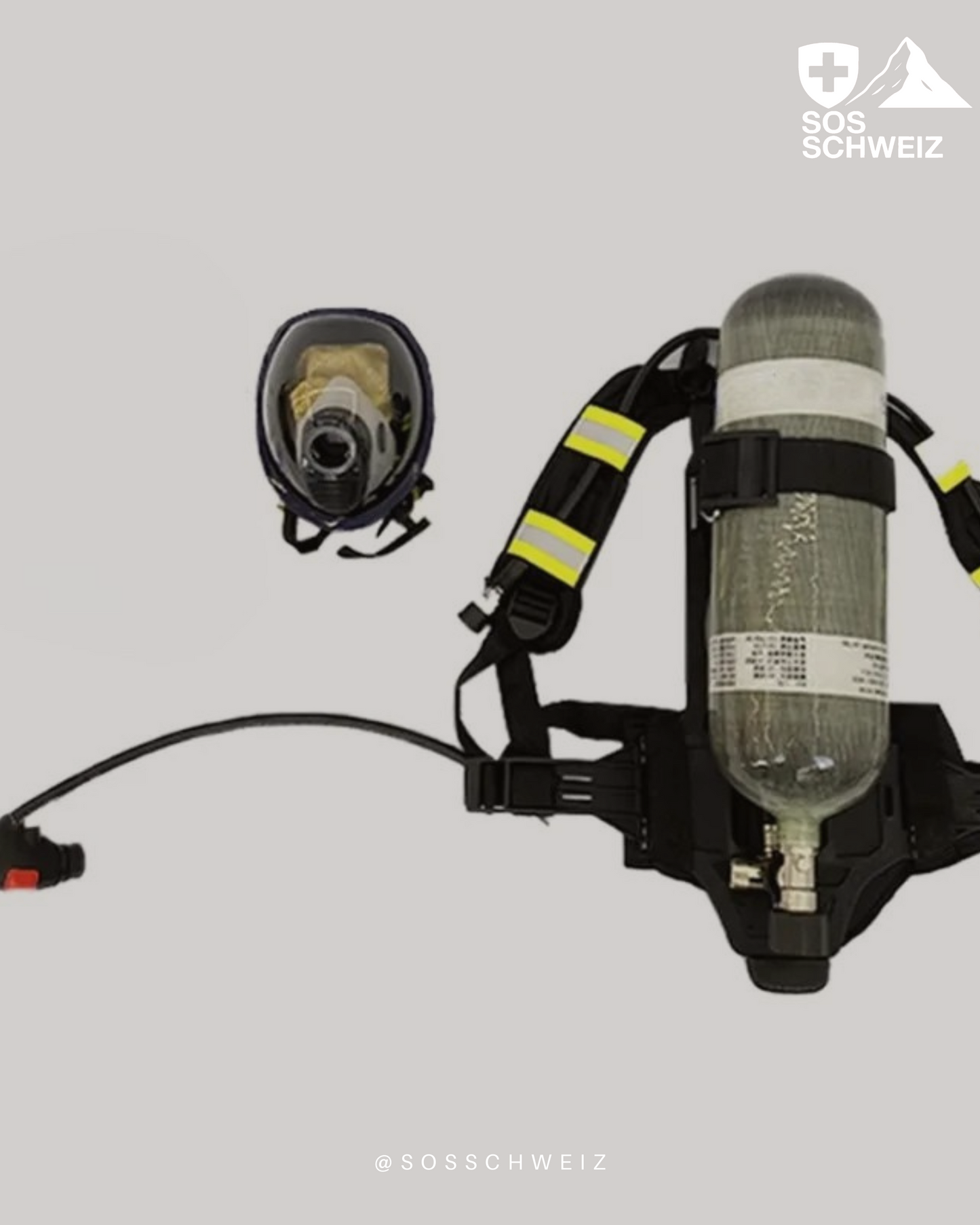 Maschera per Ossigeno con Cilindro in Fibra di Carbonio